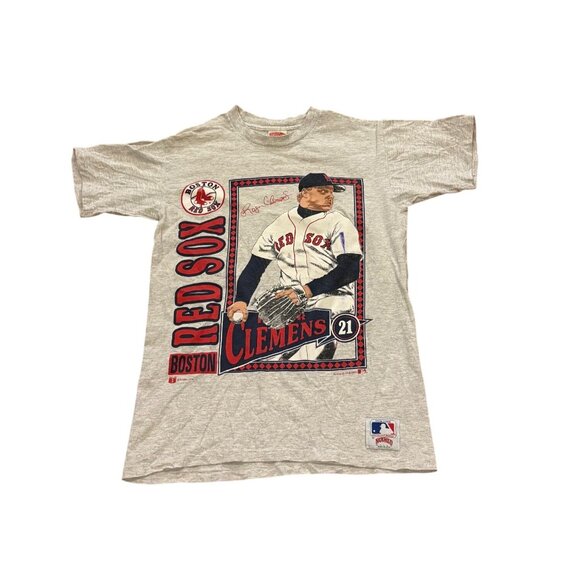 Vintage 1991 Nutmeg Boston Red Sox Roger Clemens Double Sided T-Shirt Medium - Picture 1 of 7